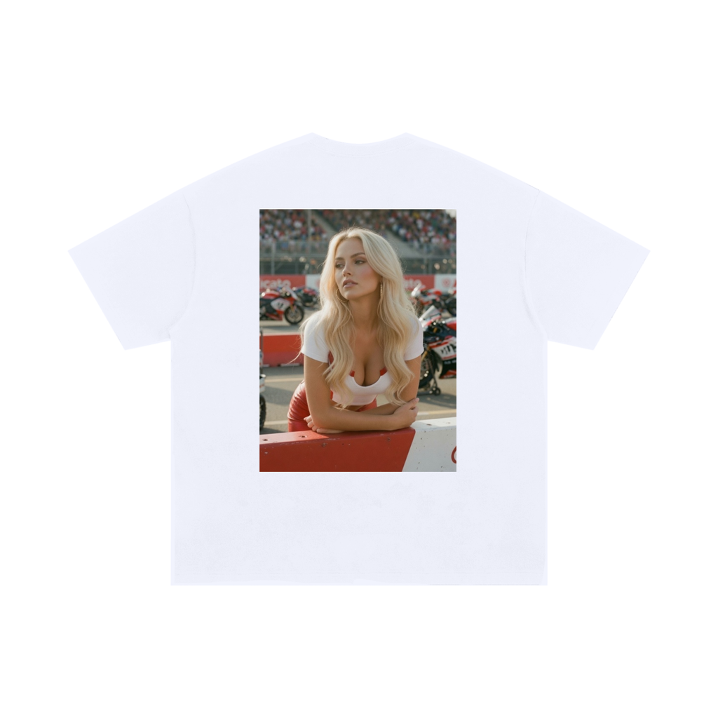 Vintage Grid Girl Oversized Cotton Tee
