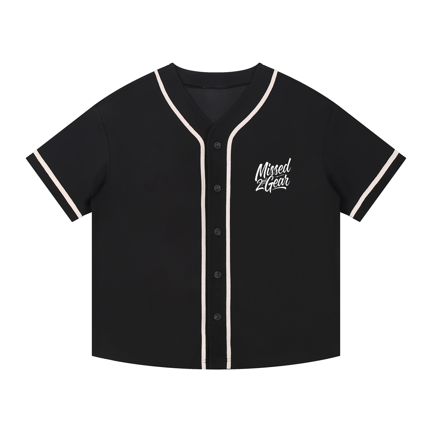 Shift Happens Piped Button-Up Jersey (Black)
