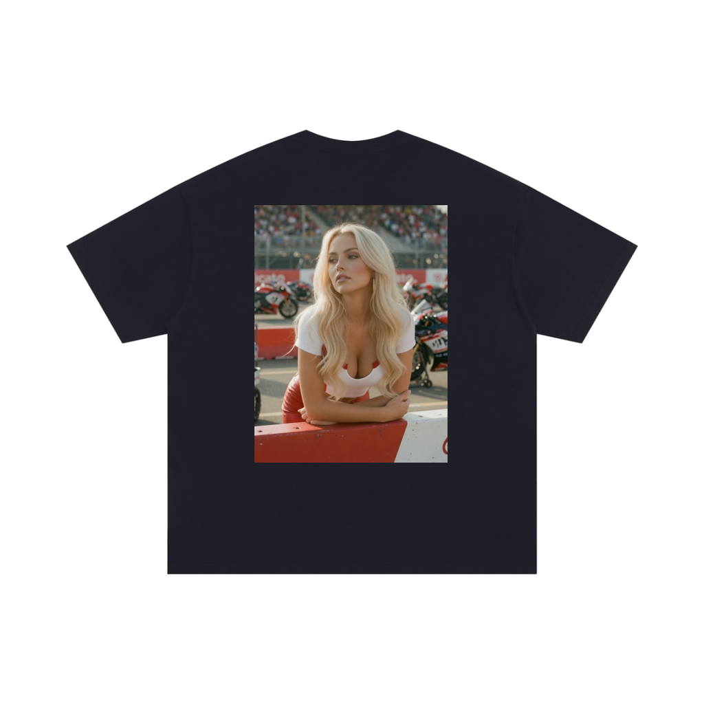 Vintage Grid Girl Oversized Cotton Tee