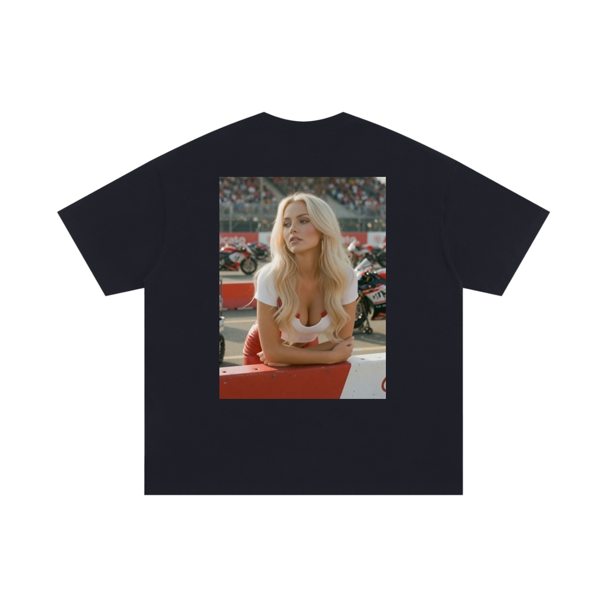 Vintage Grid Girl Oversized Cotton Tee
