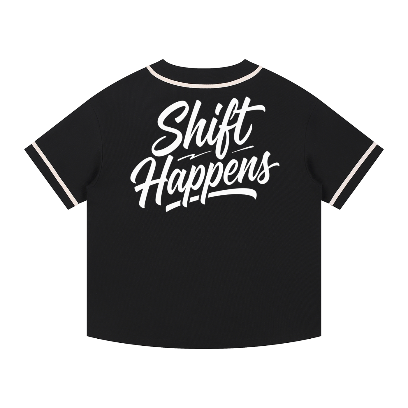 Shift Happens Piped Button-Up Jersey (Black)